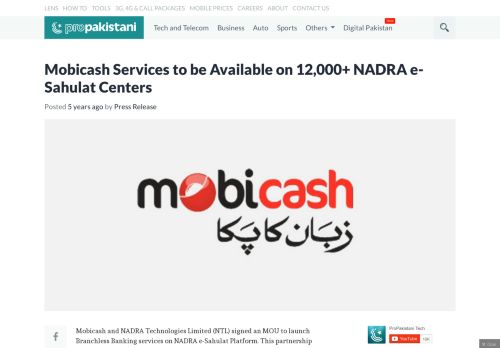 
                            11. Mobicash Services to be Available on 12,000+ NADRA e ...