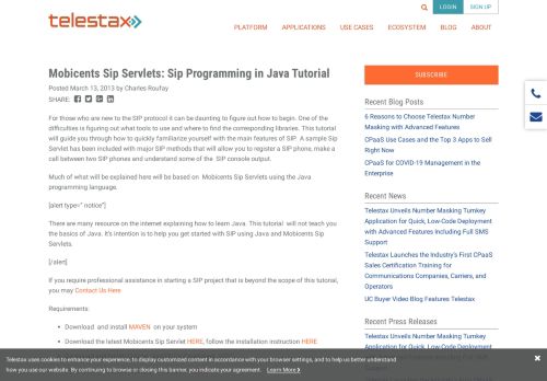 
                            13. Mobicents Sip Servlets: Sip Programming in Java Tutorial | Telestax