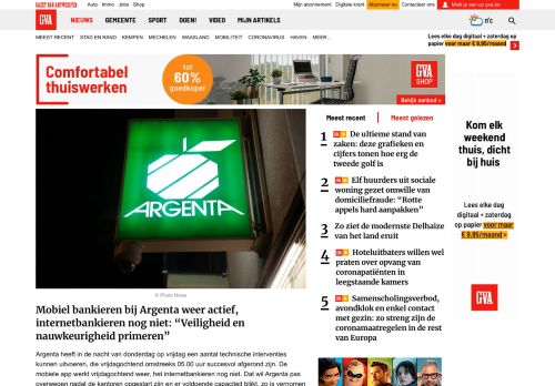 
                            7. Mobiel bankieren bij Argenta weer actief, internetbankieren ... - GvA