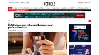
                            11. MobiKwik acquires online wealth management platform Clearfunds ...