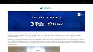 
                            8. MobiKwik and Bajaj Finance Ltd enter into a strategic partnership to ...