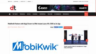 
                            11. MobiKwik Partners with Bajaj Finserv to Offer Instant Loan of Rs 5000 ...