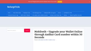 
                            8. Mobikwik - Upgrade your Wallet Online via Aadhar Card in 30 Seconds