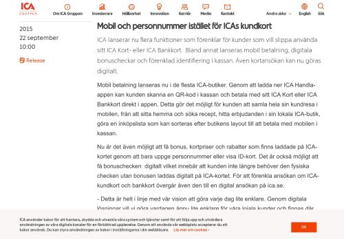 
                            10. Mobil och personnummer istället för ICAs kundkort - ICAGruppen.se