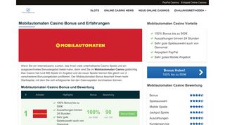 
                            8. Mobilautomaten Casino Bonus ? 100% bis zu 500€ im Februar 2019