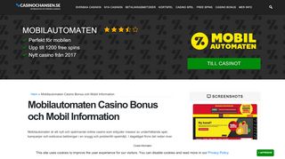 
                            7. Mobilautomaten Casino - Få upp til 1200 free spins i bonus!