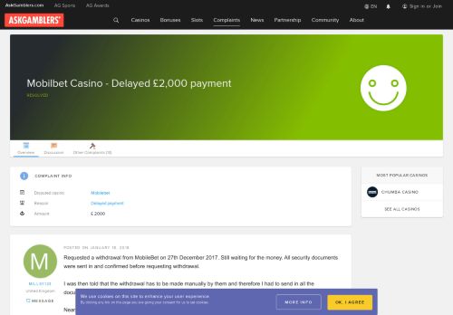
                            13. Mobilbet Casino - Delayed £2,000 payment - Complaint Solved ...
