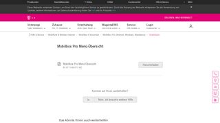 
                            2. Mobilbox Pro Menü-Übersicht - Telekom