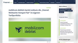 
                            9. mobilcom-debitel startet exklusiv die „freenet Weltweite Hotspot Flat ...