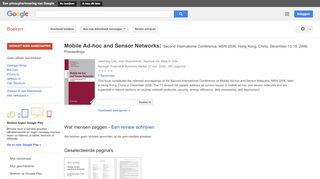 
                            10. Mobile Ad-hoc and Sensor Networks: Second International Conference, ...