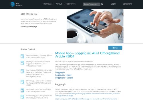 
                            4. Mobile App - Logging in | AT&T Office@Hand #5854 - Asecare