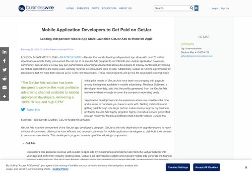 
                            9. Mobile Application Developers to Get Paid on GetJar | Business Wire