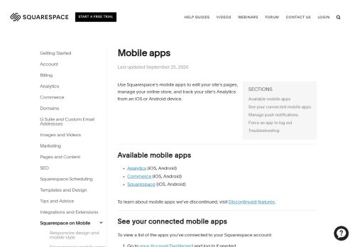 
                            7. Mobile apps – Squarespace Help