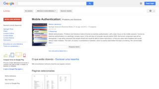 
                            10. Mobile Authentication: Problems and Solutions - Resultado da Pesquisa de livros Google