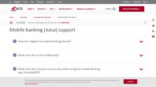 
                            2. Mobile banking (Juice) support - MCB