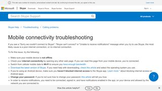 
                            4. Mobile connectivity troubleshooting | Skype Support