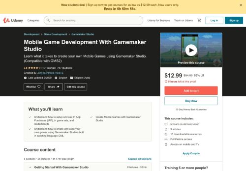 
                            13. Mobile Game Development With Gamemaker Studio | Udemy