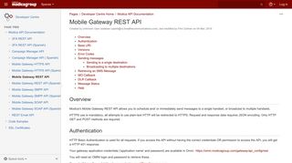 
                            12. Mobile Gateway REST API - Developer Centre - Confluence