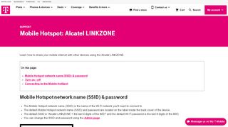 
                            2. Mobile Hotspot: Alcatel LINKZONE | T-Mobile Support