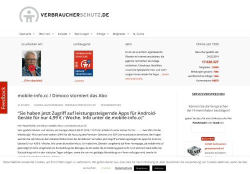 
                            12. mobile-info.cc / Dimoco storniert das Abo - Verbraucherschutz.de