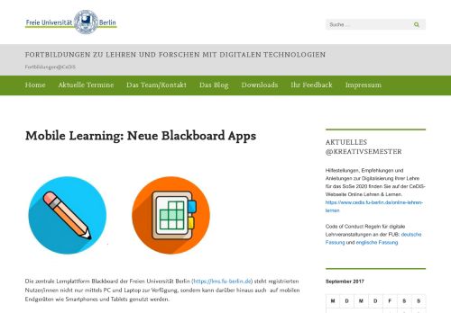 
                            6. Mobile Learning: Neue Blackboard Apps ... - Blogs@FU-Berlin