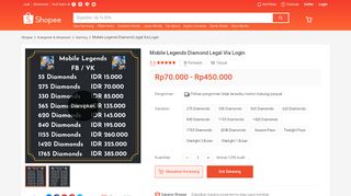 
                            9. Mobile Legends Diamond Legal Via Login | Shopee Indonesia