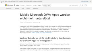 
                            1. Mobile Microsoft OWA-Apps werden nicht mehr unterstützt - Office ...