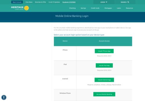 
                            8. Mobile Online Banking Login - Heritage Credit Union