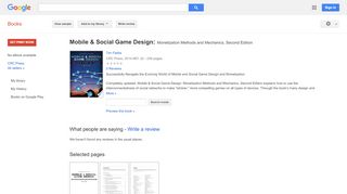 
                            7. Mobile & Social Game Design: Monetization Methods and Mechanics, ...