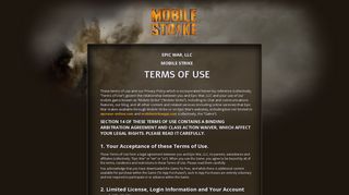 
                            2. Mobile Strike | Terms of Service - Epic War, LLC