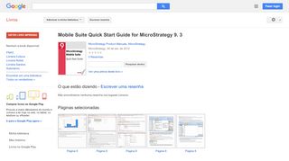 
                            9. Mobile Suite Quick Start Guide for MicroStrategy 9. 3 - Resultado da Pesquisa de livros Google