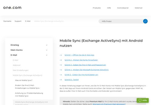
                            2. Mobile Sync (Exchange ActiveSync) mit Android nutzen – Hilfe | One ...