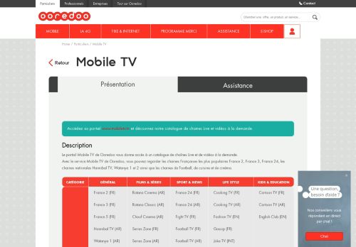 
                            12. Mobile TV | Ooredoo Tunisie