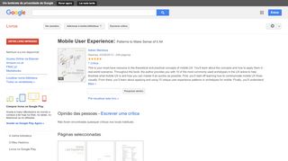 
                            11. Mobile User Experience: Patterns to Make Sense of it All - Resultado da pesquisa de livros do Google