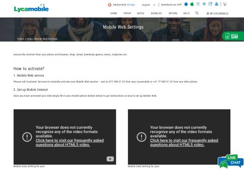 
                            5. Mobile Web Settings, Pay As You Go Sim | Lycamobile Switzerland