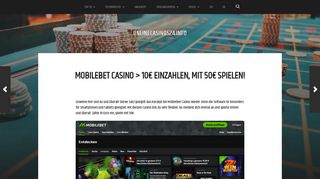 
                            12. Mobilebet Casino > 10€ einzahlen, mit 50€ spielen! - Online Casinos