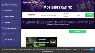 
                            10. Mobilebet Casino | Få 50 kr helt gratis + 100 % opptil 2000 kroner!