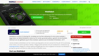 
                            8. Mobilebet Casino (Mobilbet Norge) | Få 100% opptil 2000 kr i bonus