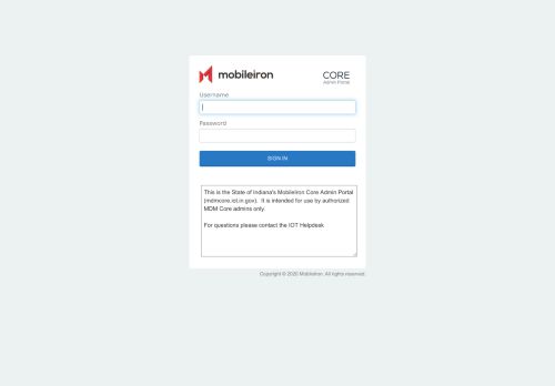 
                            4. MobileIron Admin Portal: Sign In - MobileIron User Portal - IN.gov