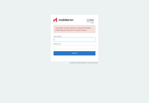
                            3. MobileIron Admin Portal: Sign In