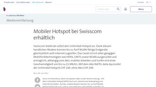 
                            3. Mobiler Hotspot bei Swisscom erhältlich | Swisscom