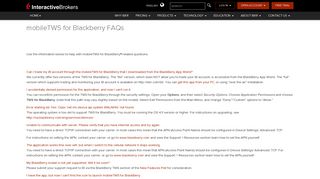 
                            12. mobileTWS for Blackberry FAQs | Interactive Brokers