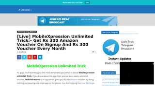 
                            3. MobileXpression Unlimited Trick:- Get Rs 300 Amazon Voucher On ...