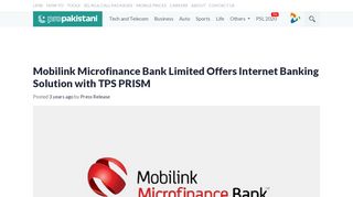 
                            13. Mobilink Microfinance Bank Limited Offers Internet Banking ...