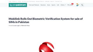 
                            1. Mobilink Rolls Out Biometric Verification System for sale of ...
