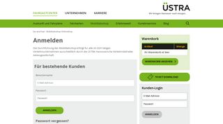 
                            2. Mobilitaetsshop - Shop LoginÜSTRA: Mobilitätsshop ... - uestra.de