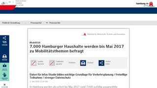 
                            7. Mobilität 7.000 Hamburger Haushalte werden bis Mai ... - Hamburg.de