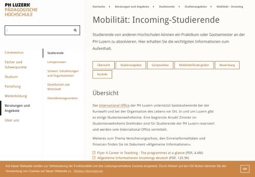 
                            12. Mobilität – Incoming - Pädagogische Hochschule Luzern