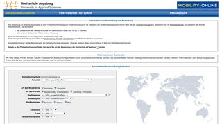 
                            2. Mobility-Online Portal - Hochschule Augsburg