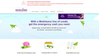 
                            3. Mobiloans Credit: New Twist on Emergency Cash Loans